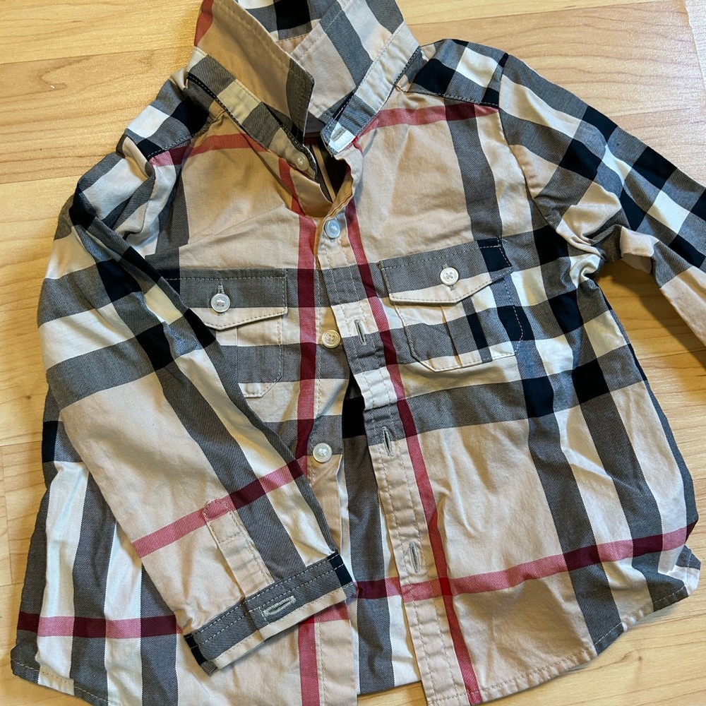 Authentic Burberry Boys 12m Check Cotton shirt long sleeve
